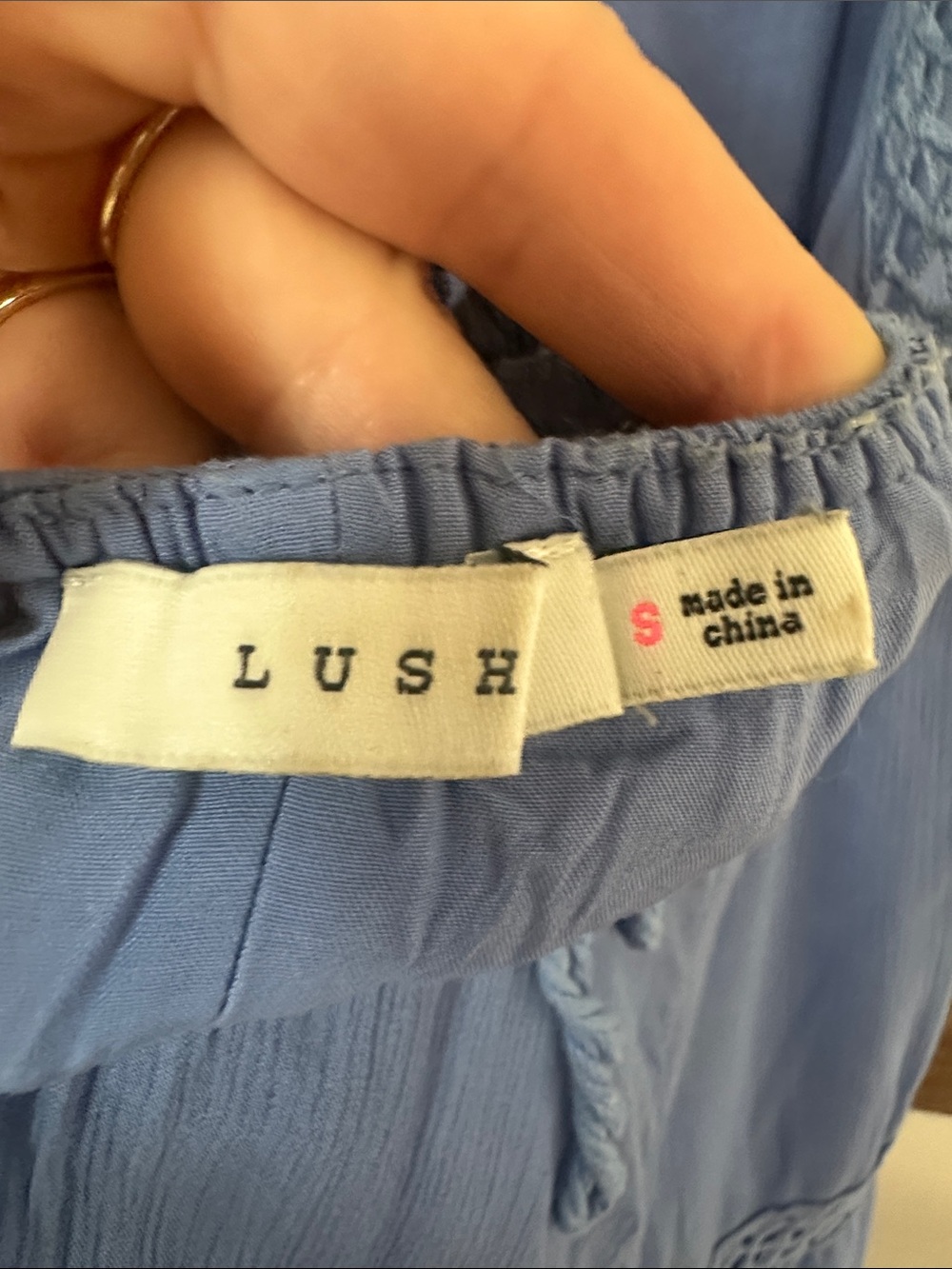 Lush Light Blue Crochet-Trim Spaghetti Strap Maxi Dress - Picture 6 of 9